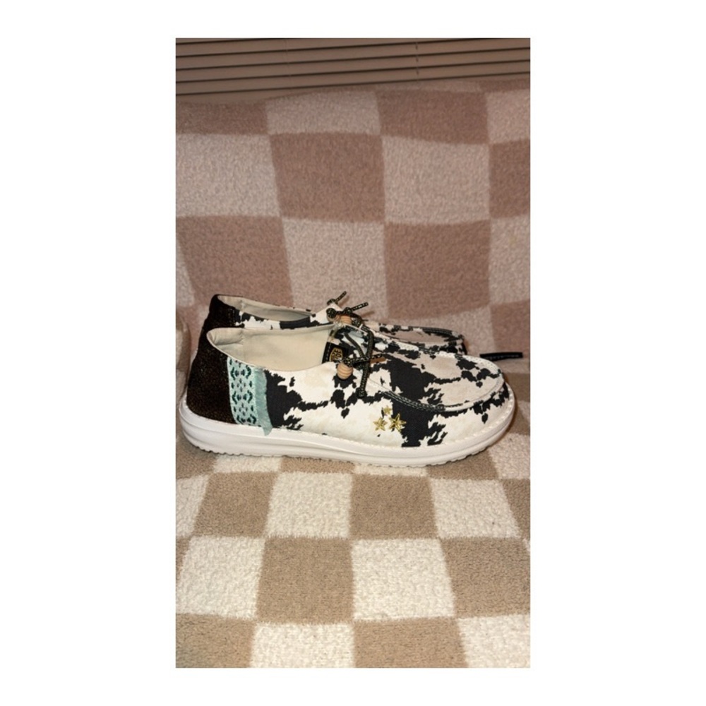 Hey Dude Wendy disco cow slip on womens shoes